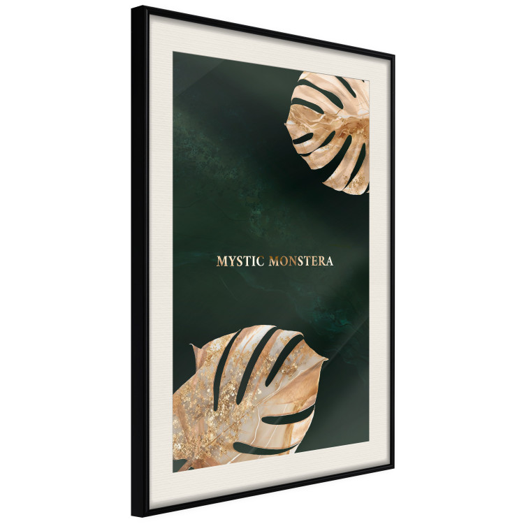 Poster Mystical Monstera - Decorated Exotic Leaves on a Dark Green Background 149244 additionalImage 7