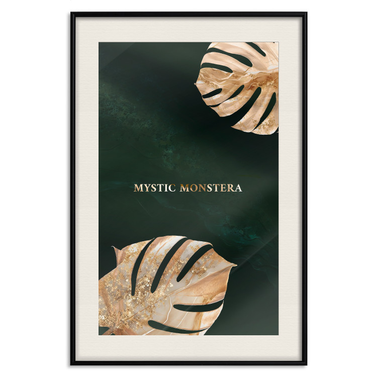 Poster Mystical Monstera - Decorated Exotic Leaves on a Dark Green Background 149244 additionalImage 26