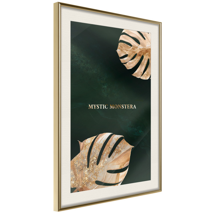 Poster Mystical Monstera - Decorated Exotic Leaves on a Dark Green Background 149244 additionalImage 10