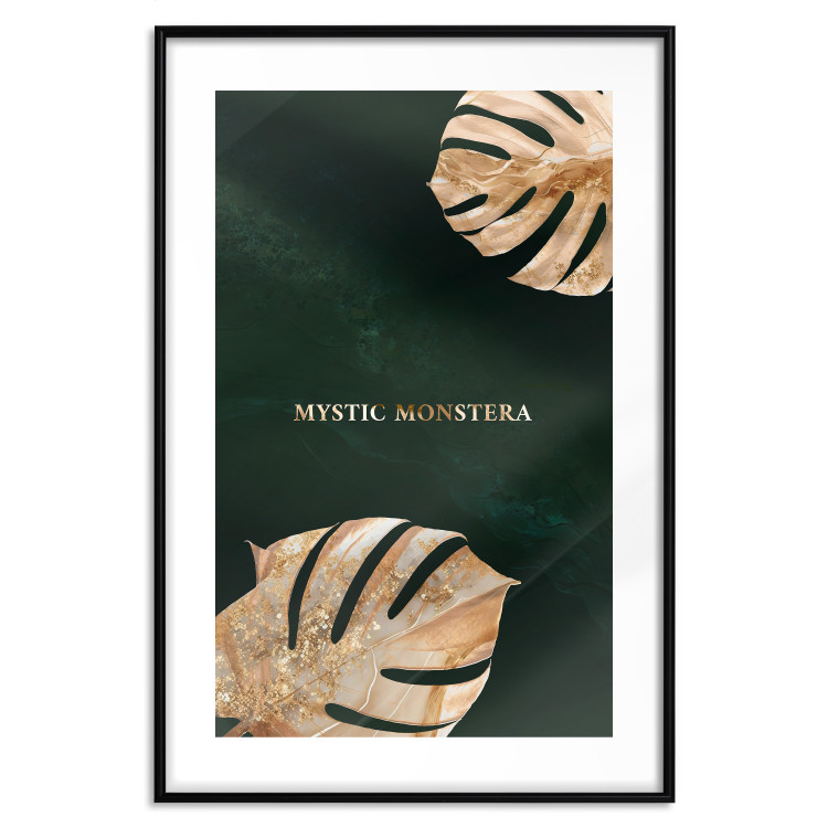 Poster Mystical Monstera - Decorated Exotic Leaves on a Dark Green Background 149244 additionalImage 24