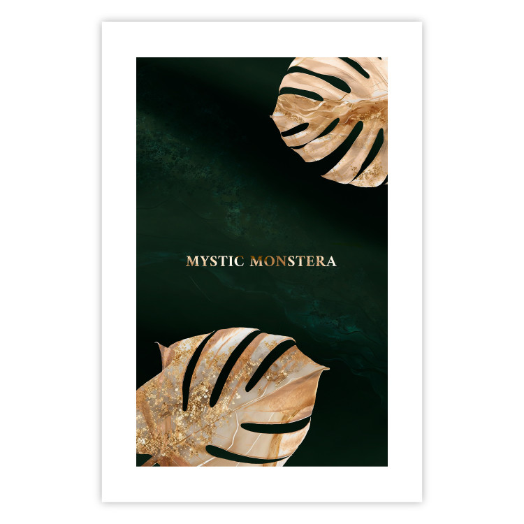 Poster Mystical Monstera - Decorated Exotic Leaves on a Dark Green Background 149244 additionalImage 19