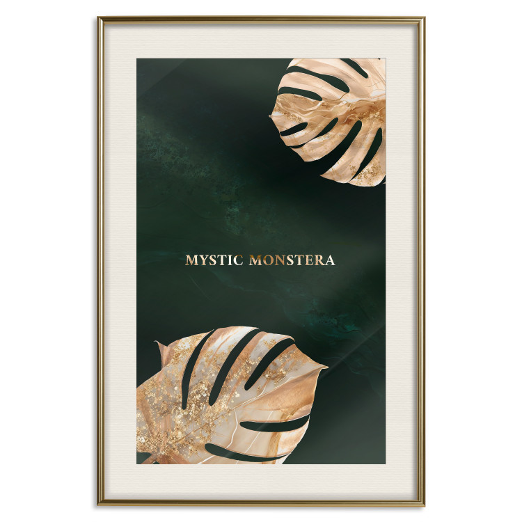 Poster Mystical Monstera - Decorated Exotic Leaves on a Dark Green Background 149244 additionalImage 27