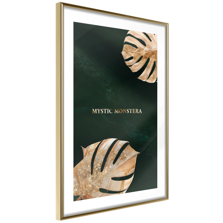Poster Mystical Monstera - Decorated Exotic Leaves on a Dark Green Background 149244 additionalImage 9