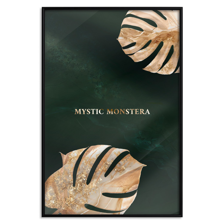 Poster Mystical Monstera - Decorated Exotic Leaves on a Dark Green Background 149244 additionalImage 23