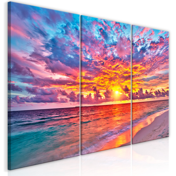 Canvas Print Sea Landscape - Beach Illuminated by the Rays of the Setting Sun 149844 additionalImage 2