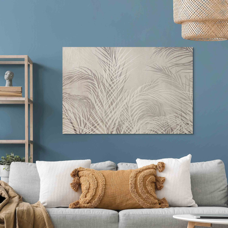 Canvas Palm Trees in the Wind - Gray Twigs With Leaves on a Light Beige Background 151244 additionalImage 9