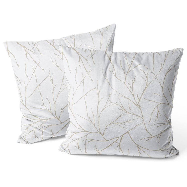 Decorative Velor Pillow Minimalism of Twigs - Organic Composition With Delicate Plants 151344 additionalImage 3