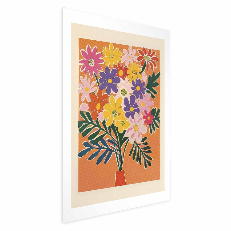 Wall Poster Bouquet of Flowers - A Colorful Composition on an Orange Background 159944 additionalImage 19