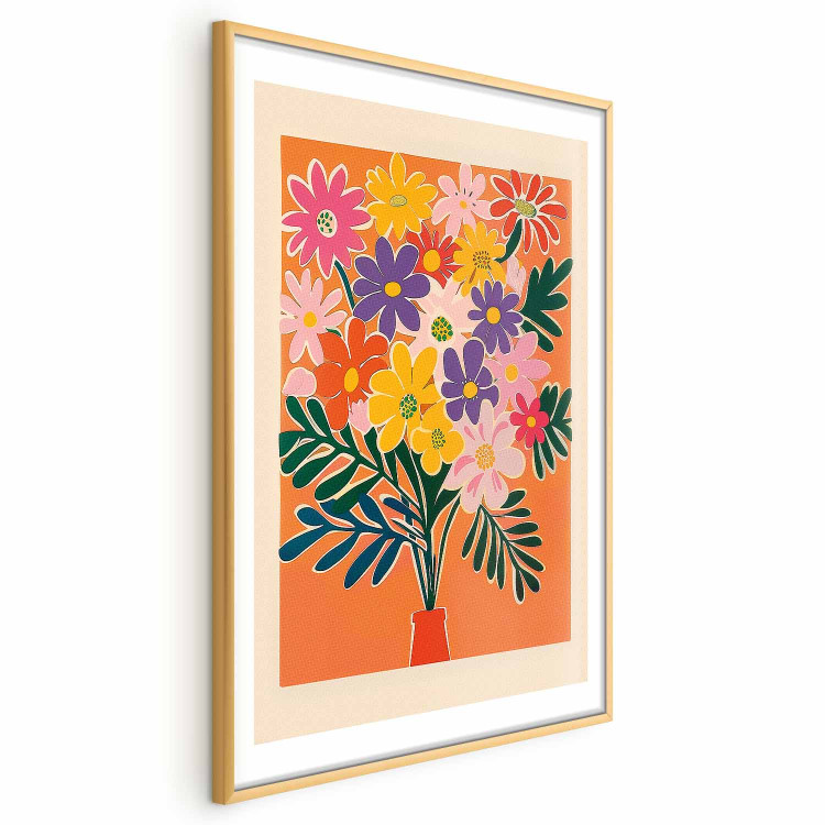 Wall Poster Bouquet of Flowers - A Colorful Composition on an Orange Background 159944 additionalImage 21