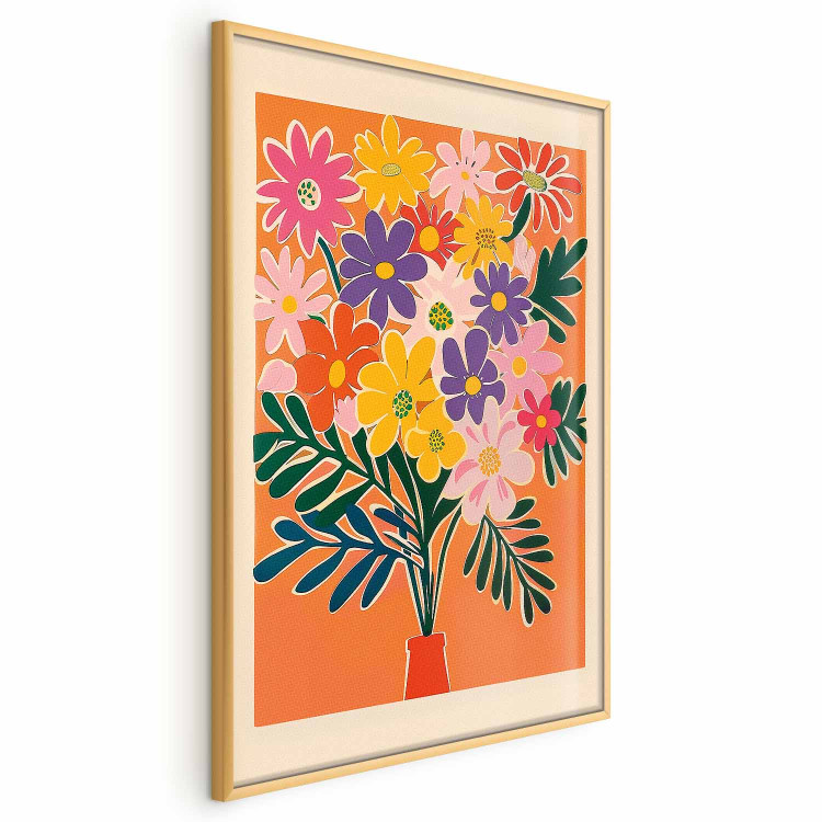 Wall Poster Bouquet of Flowers - A Colorful Composition on an Orange Background 159944 additionalImage 7