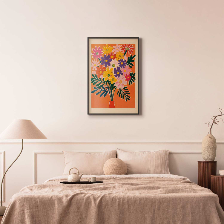 Wall Poster Bouquet of Flowers - A Colorful Composition on an Orange Background 159944 additionalImage 11