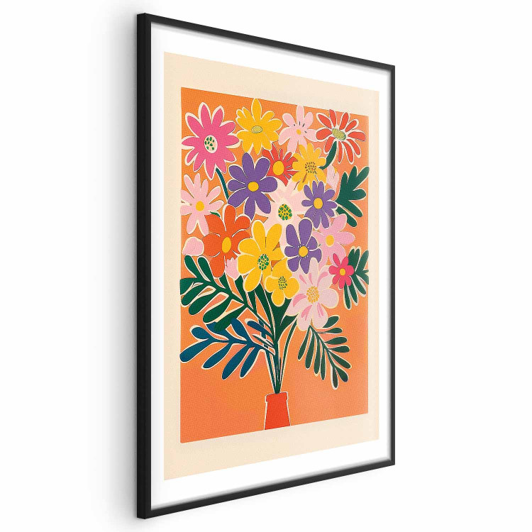 Wall Poster Bouquet of Flowers - A Colorful Composition on an Orange Background 159944 additionalImage 20