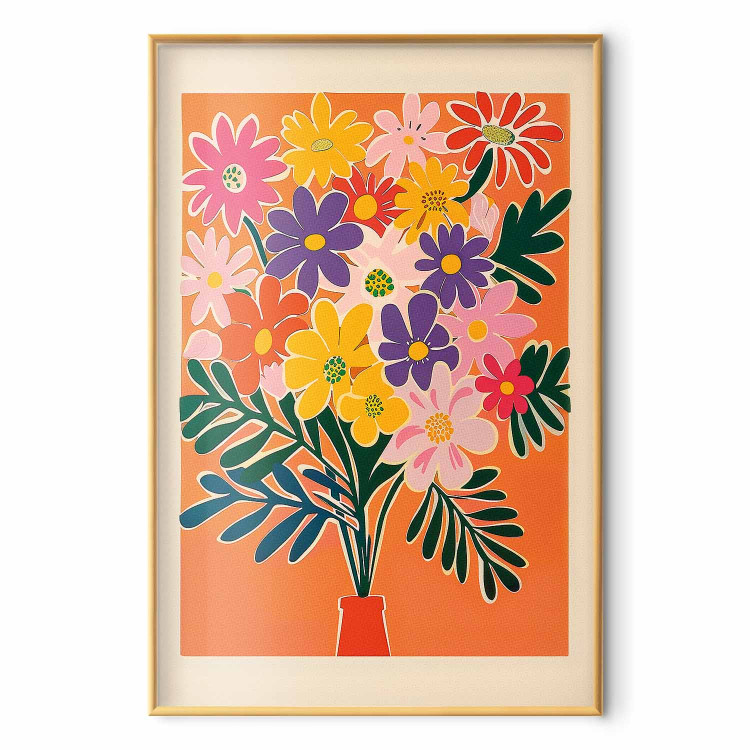 Wall Poster Bouquet of Flowers - A Colorful Composition on an Orange Background 159944 additionalImage 5