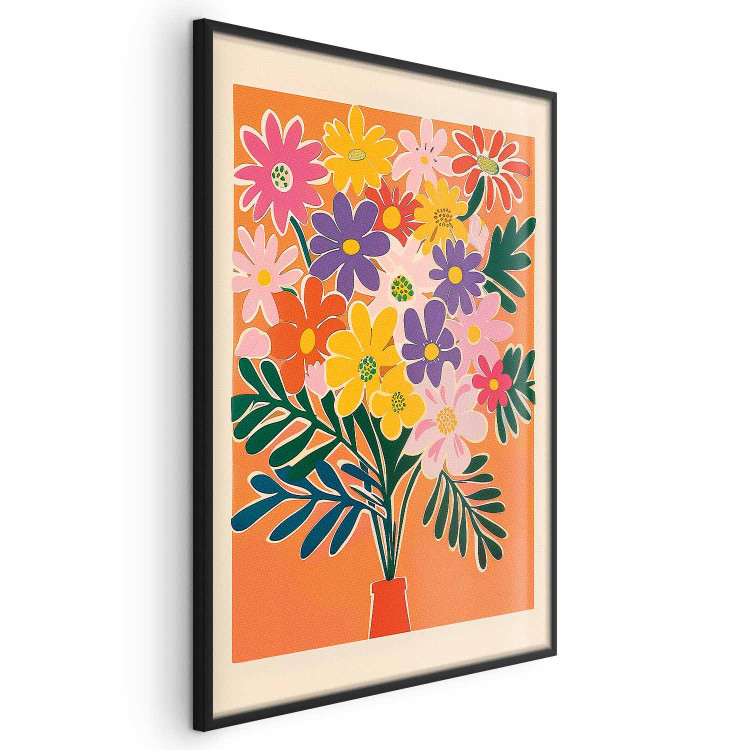 Wall Poster Bouquet of Flowers - A Colorful Composition on an Orange Background 159944 additionalImage 2