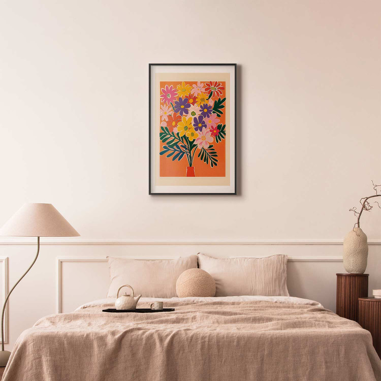 Wall Poster Bouquet of Flowers - A Colorful Composition on an Orange Background 159944 additionalImage 26