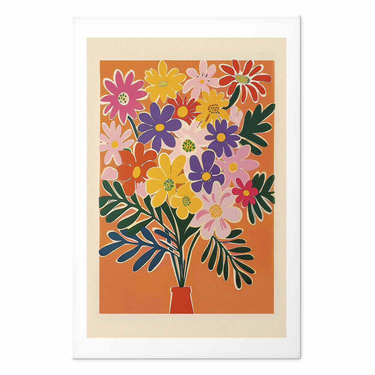 Wall Poster Bouquet of Flowers - A Colorful Composition on an Orange Background 159944 additionalImage 16