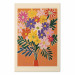 Wall Poster Bouquet of Flowers - A Colorful Composition on an Orange Background 159944