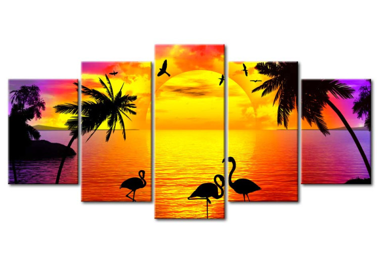 Canvas Sunset and Flamingos 58544
