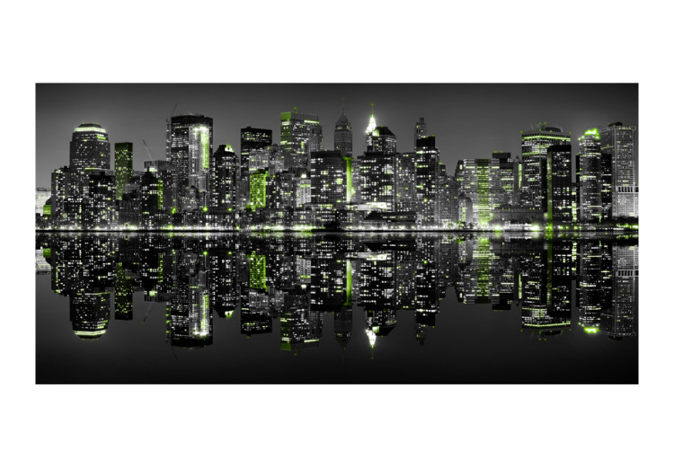 Wall Mural Nighttime New York - City Panorama with Skyscrapers and a Green Accent 61544 additionalImage 1
