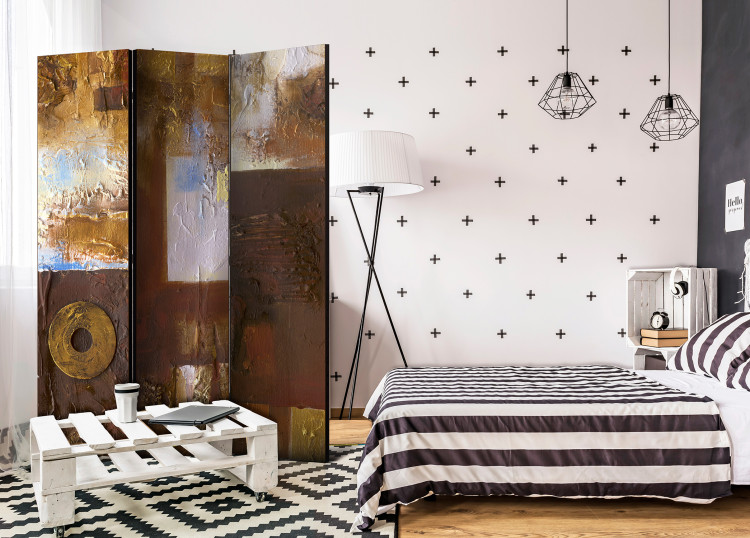 Room Divider Screen Winter Landscape - artistic brown texture in abstract patterns 95444 additionalImage 2