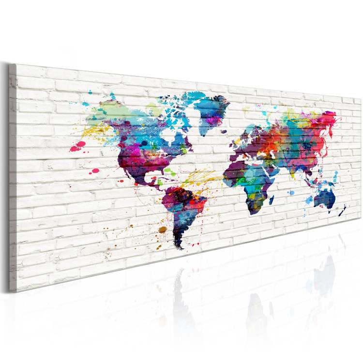 Canvas Print Maps: Walls of the World - Brick World Map with Colorful Continents 97544 additionalImage 2