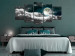 Canvas Print Moonlight Glow (5-piece) - Night Landscape with Full Moon and Stars 106754 additionalThumb 3