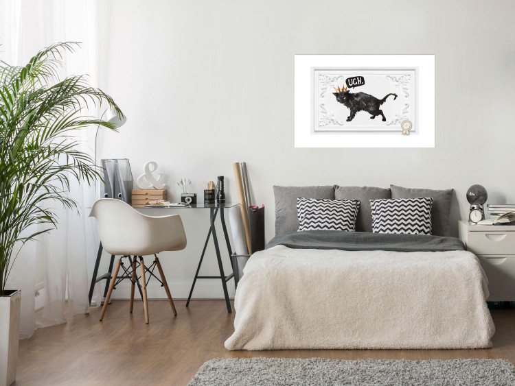 Wall Poster Cat in the crown - black animal on a white background adorned with ornaments 114354 additionalImage 2