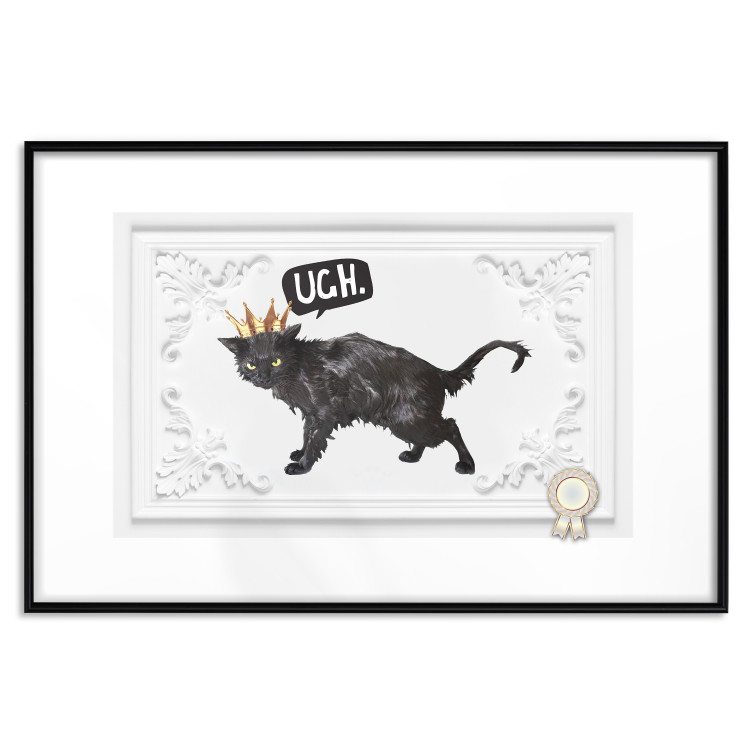 Wall Poster Cat in the crown - black animal on a white background adorned with ornaments 114354 additionalImage 15