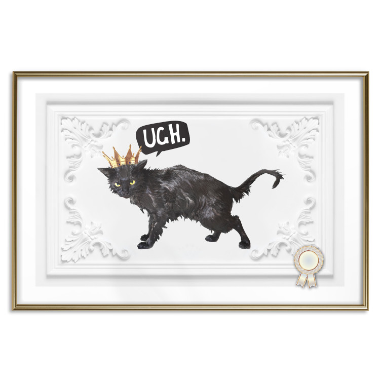 Wall Poster Cat in the crown - black animal on a white background adorned with ornaments 114354 additionalImage 16
