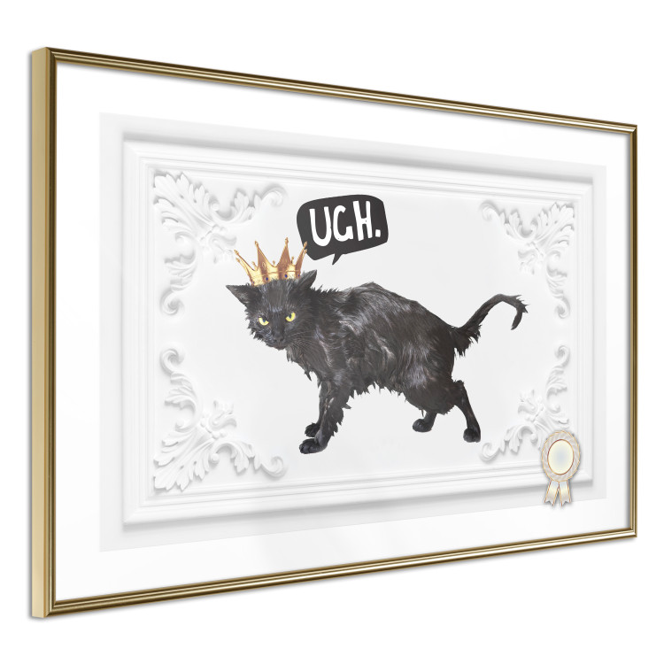 Wall Poster Cat in the crown - black animal on a white background adorned with ornaments 114354 additionalImage 12