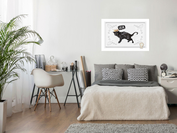 Wall Poster Cat in the crown - black animal on a white background adorned with ornaments 114354 additionalImage 17