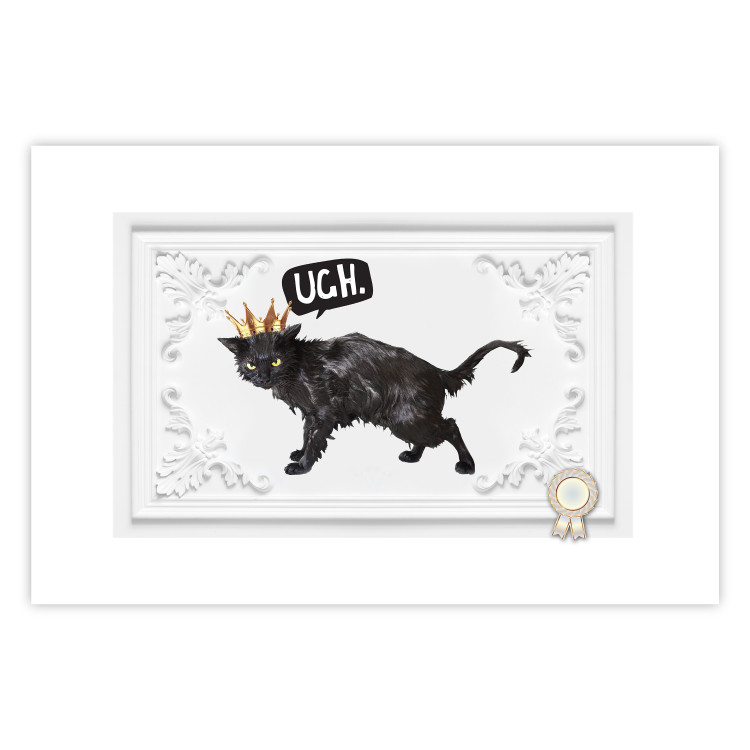 Wall Poster Cat in the crown - black animal on a white background adorned with ornaments 114354 additionalImage 19