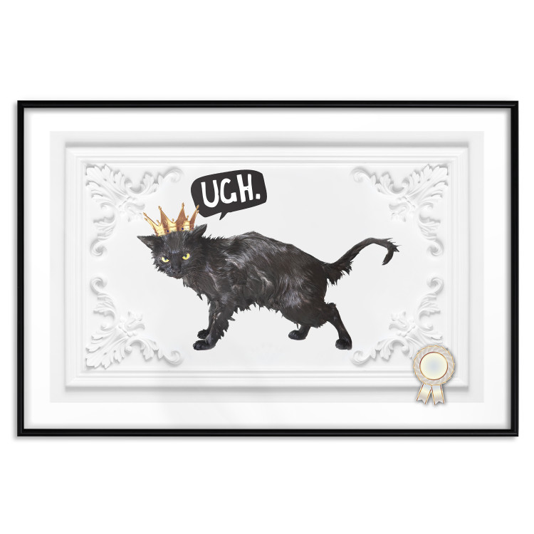 Wall Poster Cat in the crown - black animal on a white background adorned with ornaments 114354 additionalImage 18