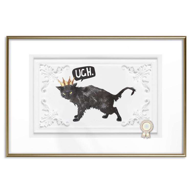 Wall Poster Cat in the crown - black animal on a white background adorned with ornaments 114354 additionalImage 14