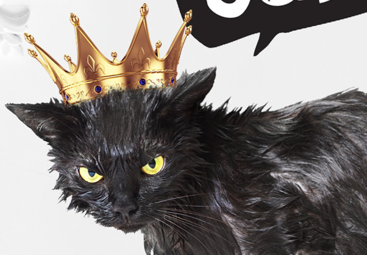 Wall Poster Cat in the crown - black animal on a white background adorned with ornaments 114354 additionalImage 9