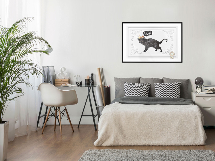 Wall Poster Cat in the crown - black animal on a white background adorned with ornaments 114354 additionalImage 3