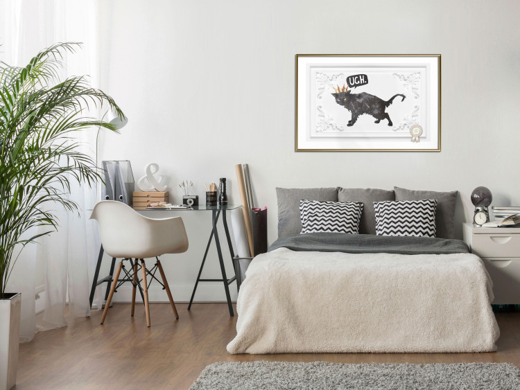 Wall Poster Cat in the crown - black animal on a white background adorned with ornaments 114354 additionalImage 5