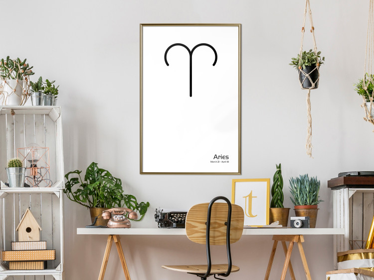 Wall Poster Aries - simple black and white composition with zodiac sign and text 117054 additionalImage 5