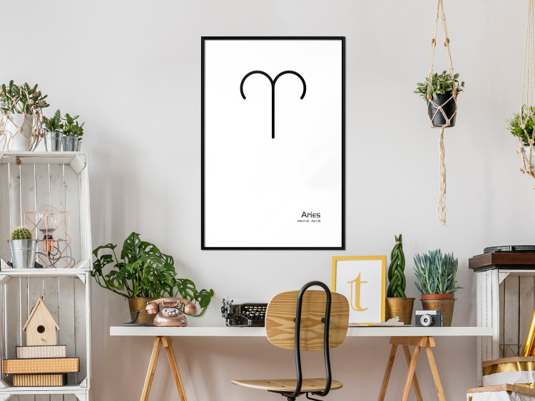 Wall Poster Aries - simple black and white composition with zodiac sign and text 117054 additionalImage 4