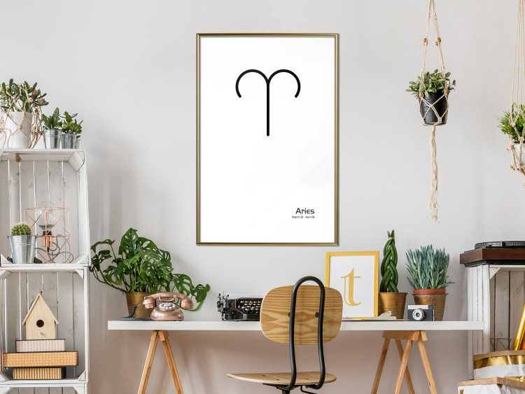 Wall Poster Aries - simple black and white composition with zodiac sign and text 117054 additionalImage 13