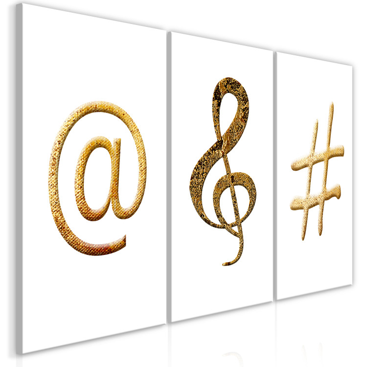 Canvas Signs - a typographic triptych in gold and copper on a white 118454 additionalImage 2