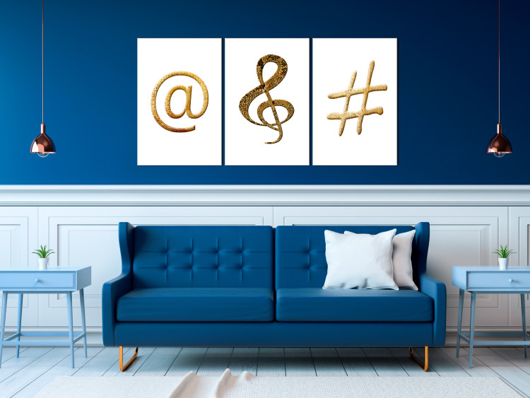 Canvas Signs - a typographic triptych in gold and copper on a white 118454 additionalImage 3