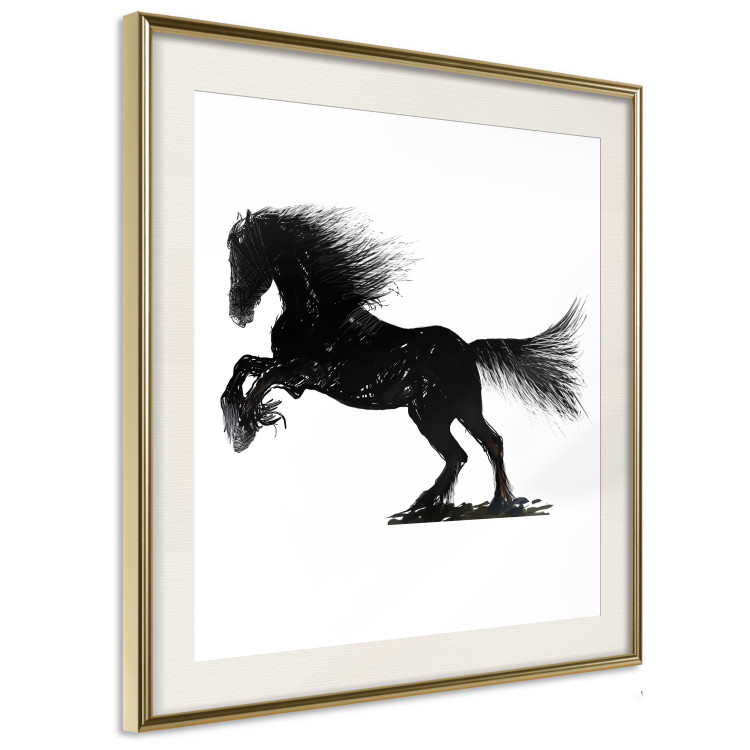 Poster Galloping Stallion - black and white composition with the silhouette of a racing horse 118754 additionalImage 2