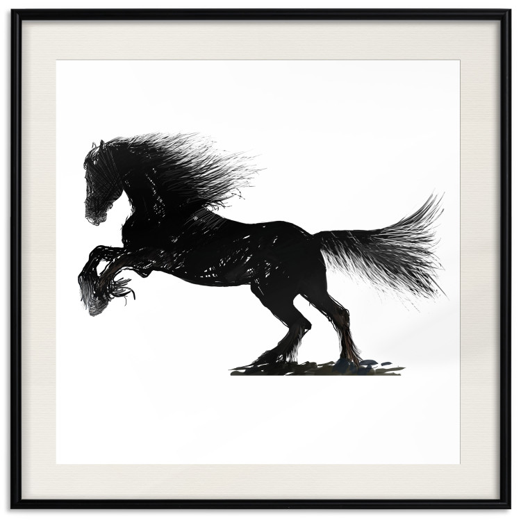 Poster Galloping Stallion - black and white composition with the silhouette of a racing horse 118754 additionalImage 18
