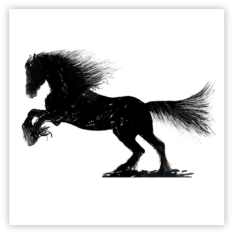 Poster Galloping Stallion - black and white composition with the silhouette of a racing horse 118754