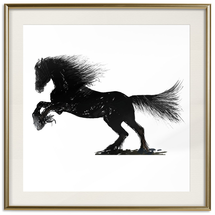 Poster Galloping Stallion - black and white composition with the silhouette of a racing horse 118754 additionalImage 19