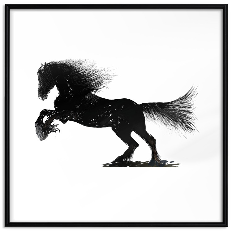 Poster Galloping Stallion - black and white composition with the silhouette of a racing horse 118754 additionalImage 15