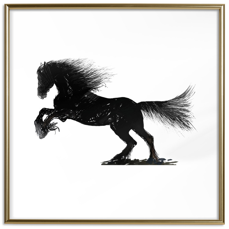 Poster Galloping Stallion - black and white composition with the silhouette of a racing horse 118754 additionalImage 14