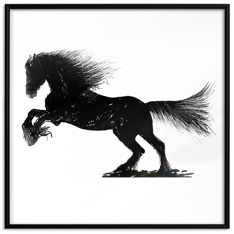 Poster Galloping Stallion - black and white composition with the silhouette of a racing horse 118754 additionalImage 18