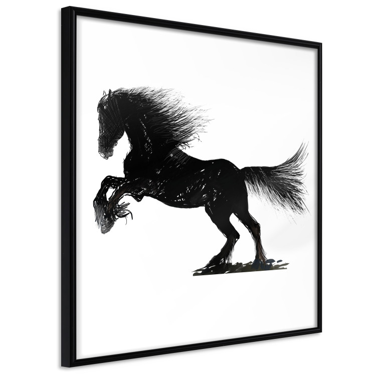 Poster Galloping Stallion - black and white composition with the silhouette of a racing horse 118754 additionalImage 12